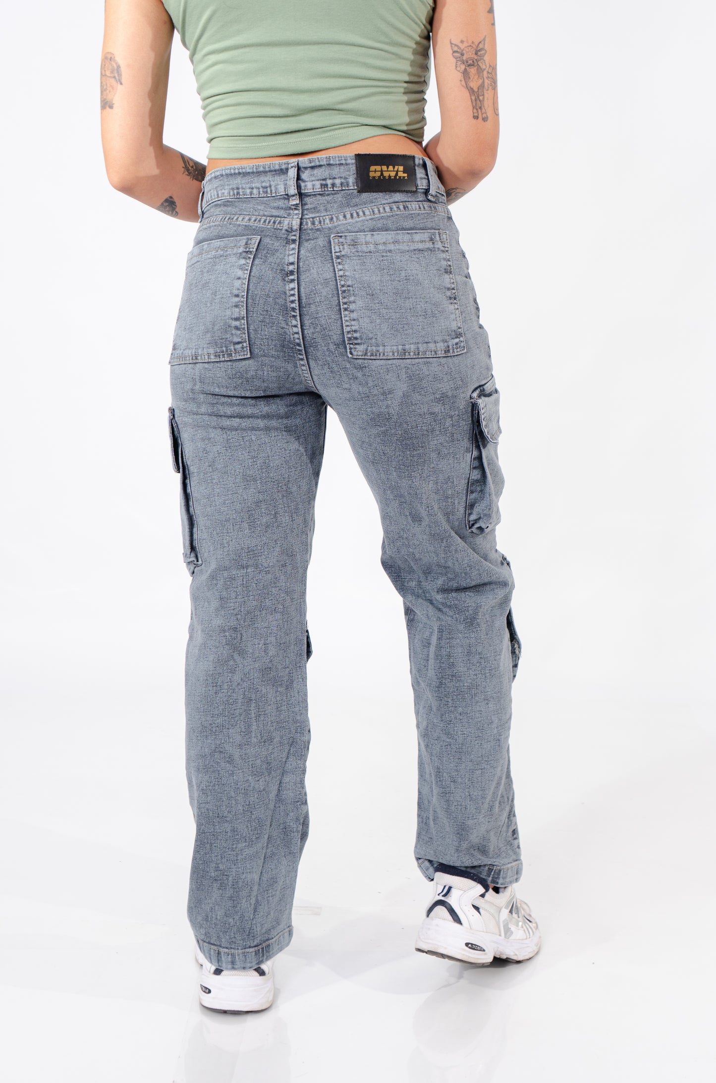 JEAN CARGO AZUL GRIS MUJER