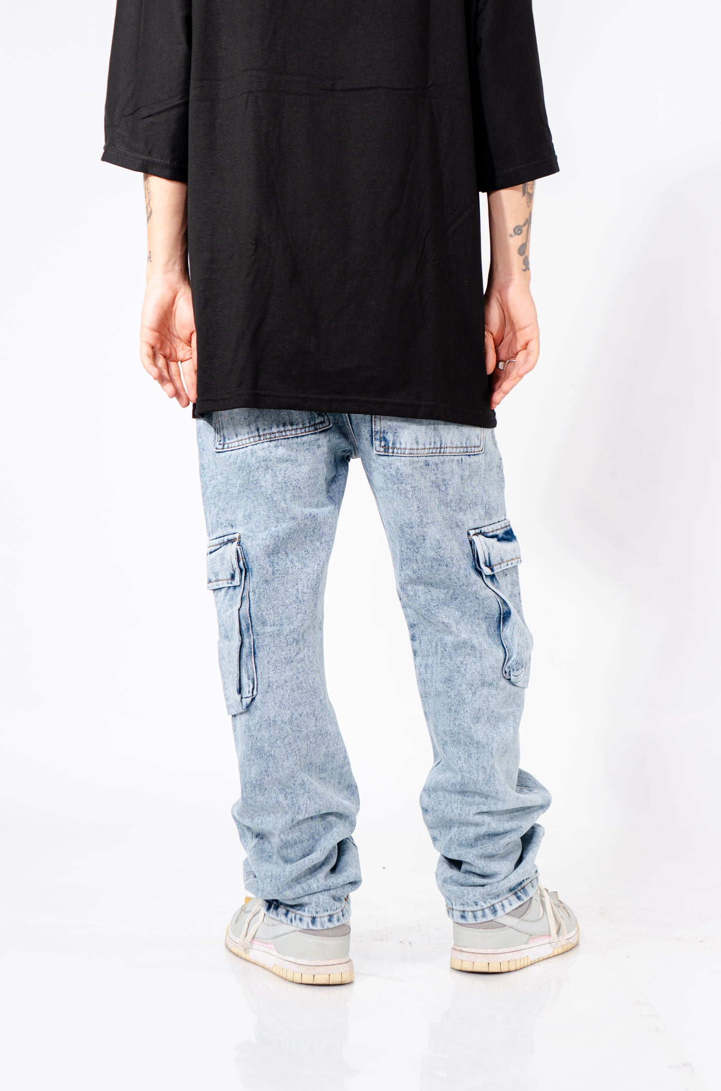 JEANS CARGO AZUL JASPE WASH