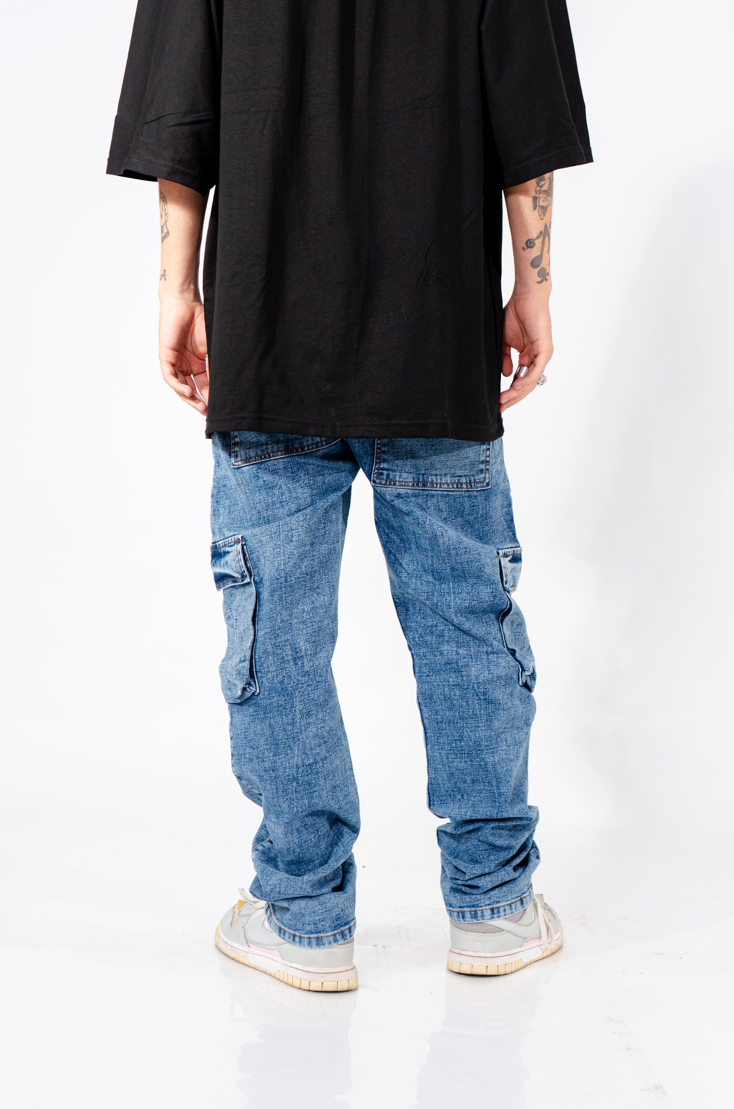 JEANS CARGO AZUL JASPE DENIM