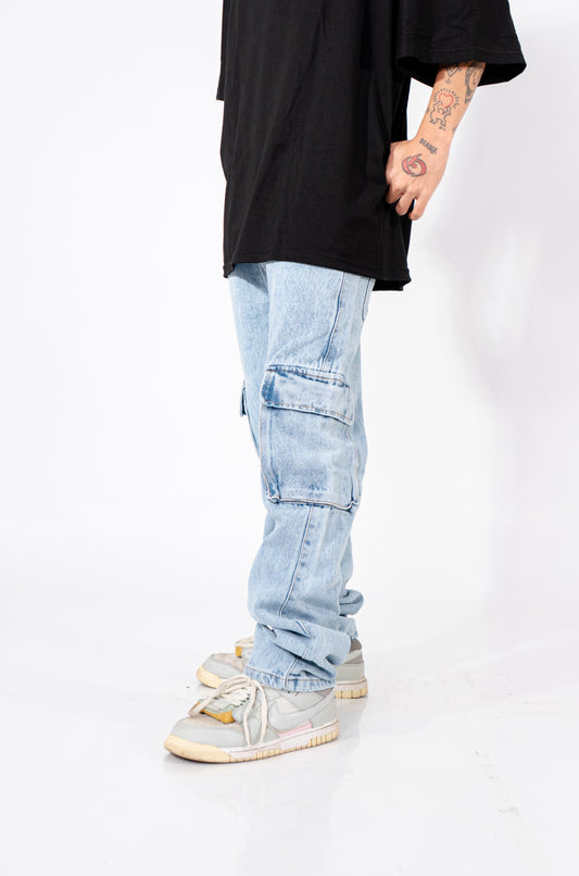 JEAN CARGO AZUL CLARO RIGIDO