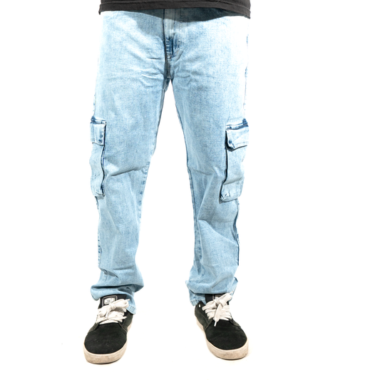 JEANS CARGO AZUL JASPE CL DENIM