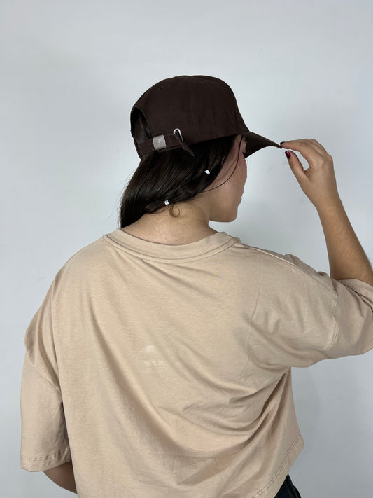 BLUSA CROP OWL clasica Beige DAMA