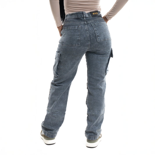 JEAN CARGO AZUL GRIS MUJER