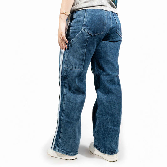 JEANS BAGGY AZUL OSCURO   3 rayas