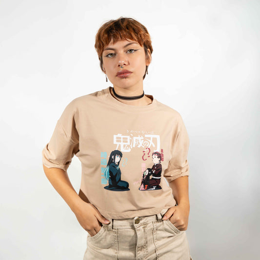 BLUSA CROP TOP TANJIRO ,TOKITO Y NEZUKO