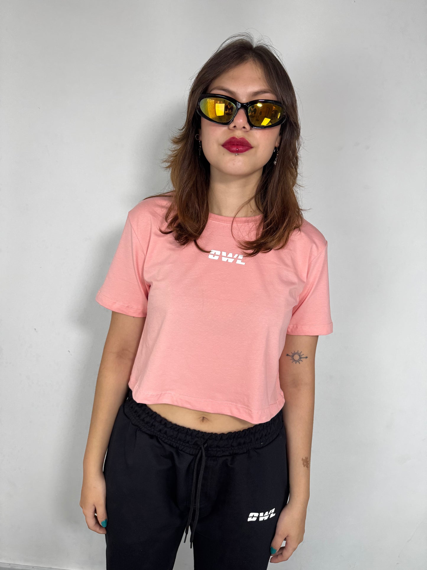 BLUSA CROP OWL clasica salmon DAMA