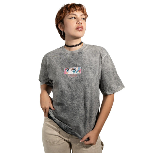 Camiseta MITSURI PILAR DEL AMOR  GRIS ACID WASH