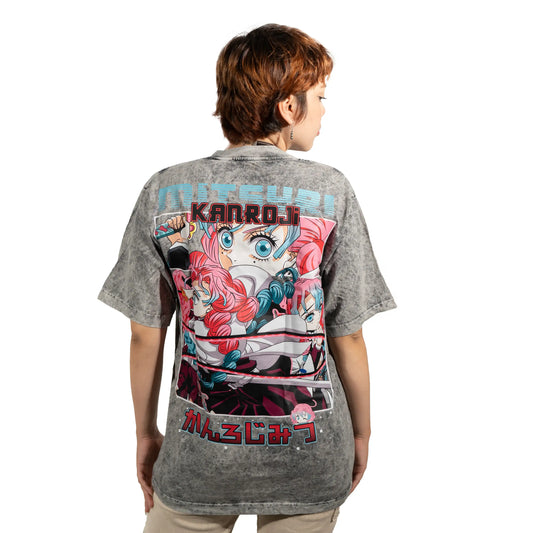 Camiseta MITSURI PILAR DEL AMOR  GRIS ACID WASH