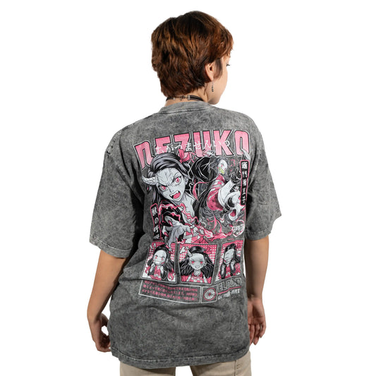 Camiseta NEZUKO 1 GRIS ACID WASH