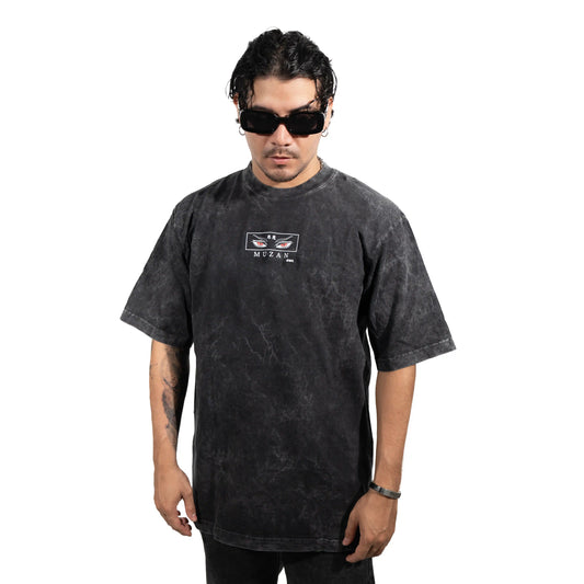 Camiseta MUZAN  NEGRO  ACID WASH