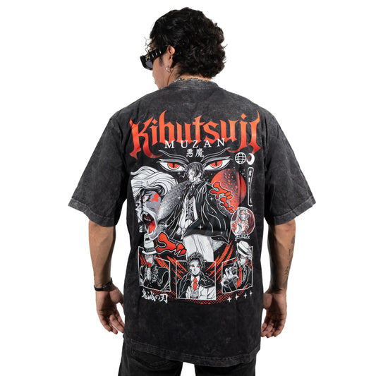 Camiseta MUZAN  NEGRO  ACID WASH