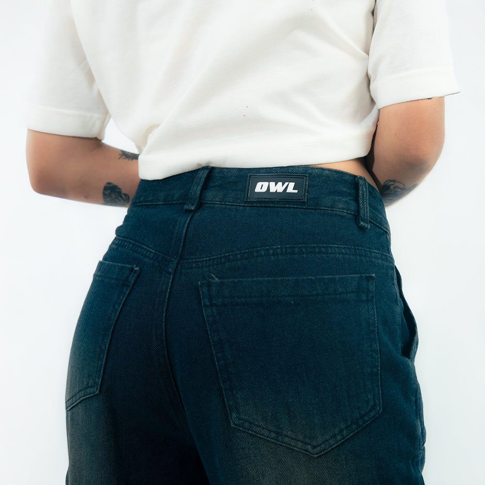 PANTALON CARGO AZUL WASH MUJER