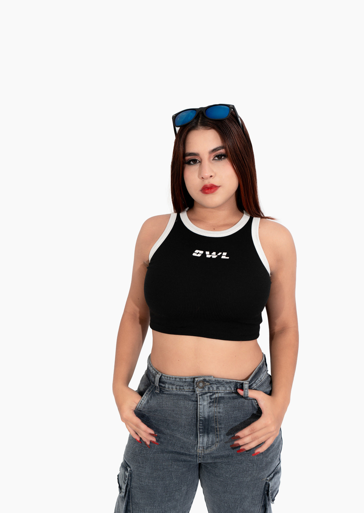 BLUSA CROPTOP OWL clasica sin mangas