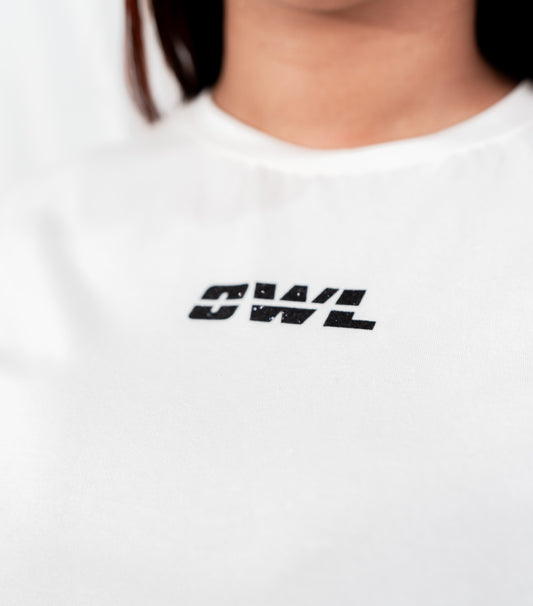 BLUSA CROP OWL clasica blanca  DAMA