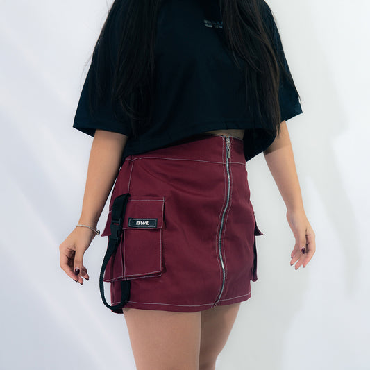 FALDA DRILL VINO TINTO