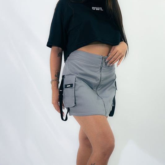 FALDA DRILL GRIS CLARO