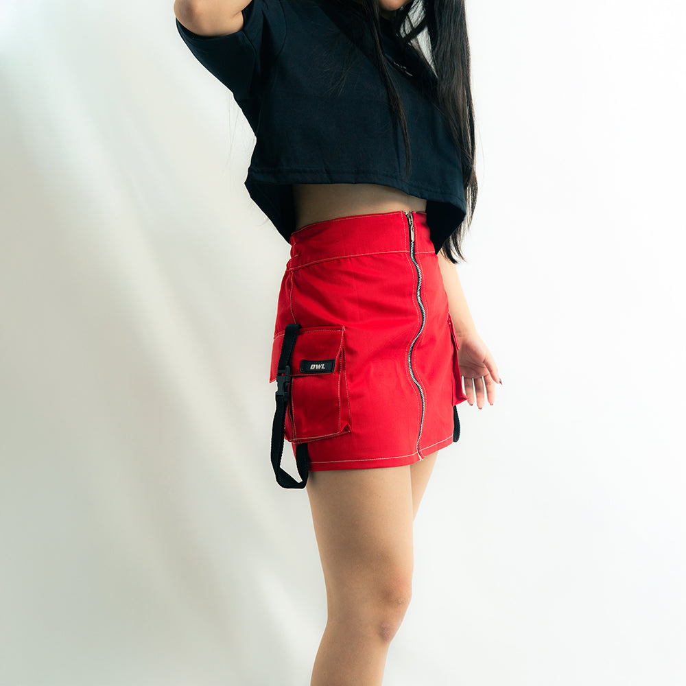 FALDA DRILL ROJO
