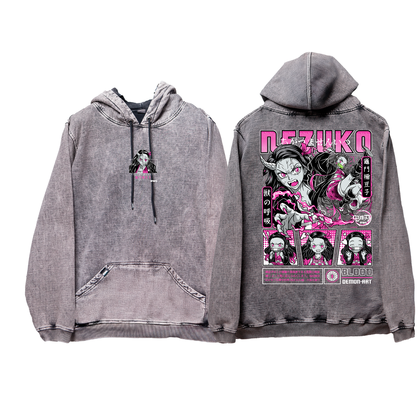 Hoodie NEZUKO acid wash