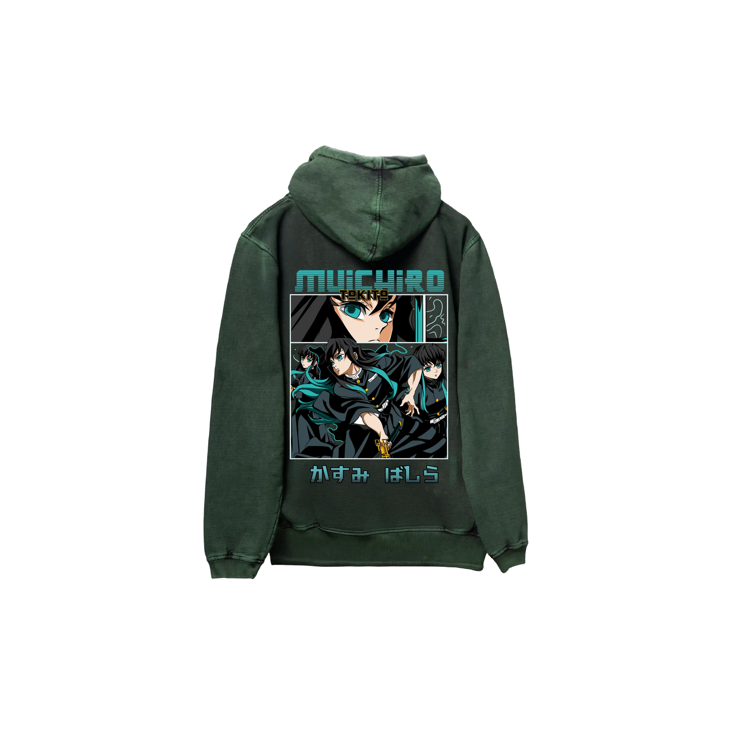 Hoodie TOKITO acid wash VERDE