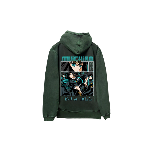 Hoodie TOKITO acid wash VERDE