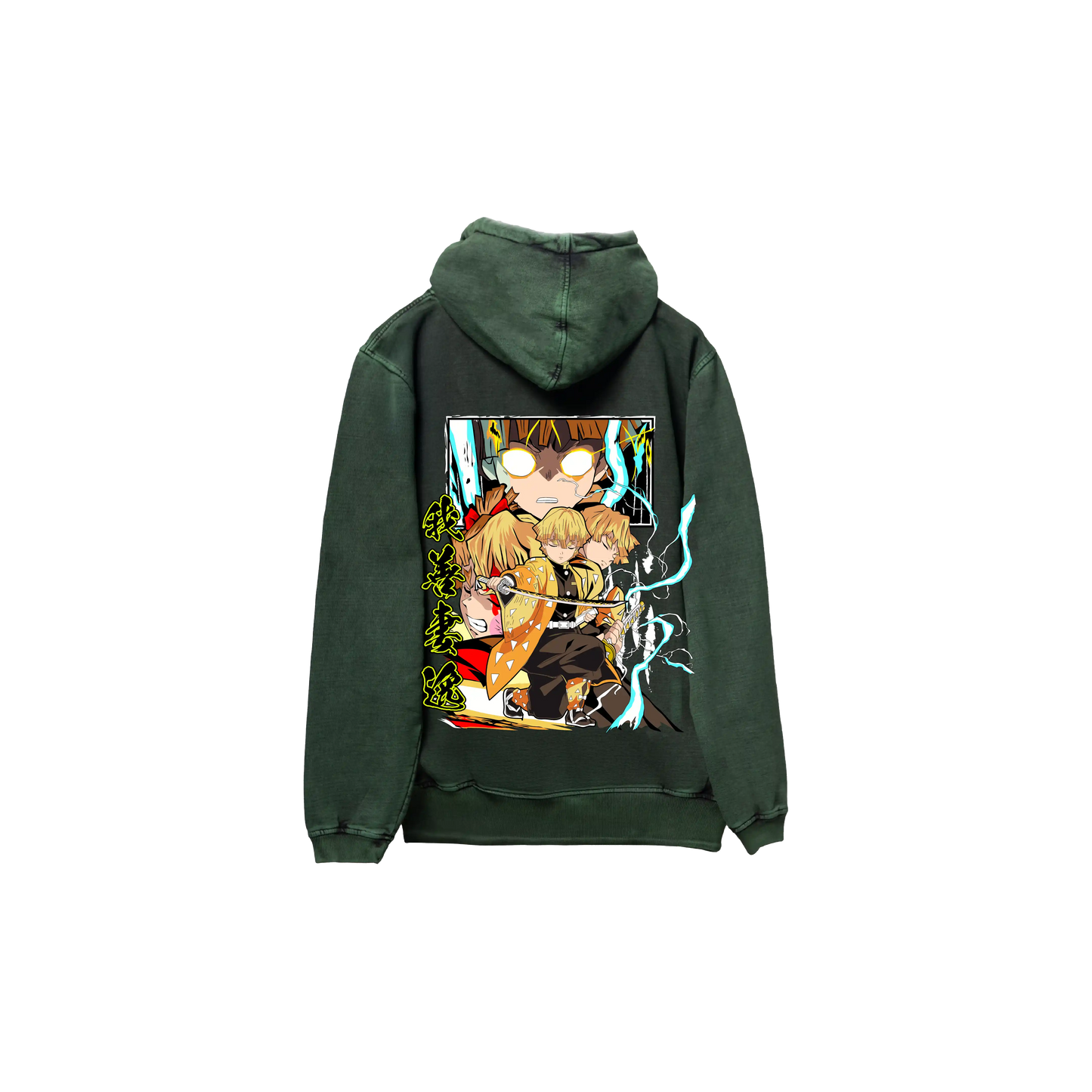 Hoodie ZENITSU 2 acid wash VERDE
