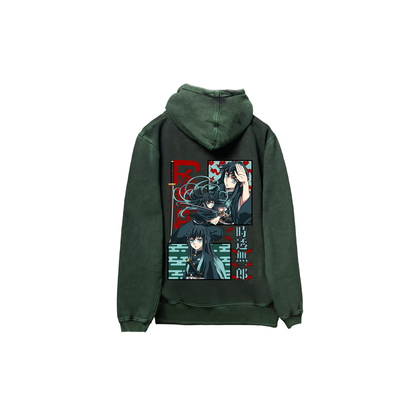Hoodie TOKITO 2 acid wash VERDE