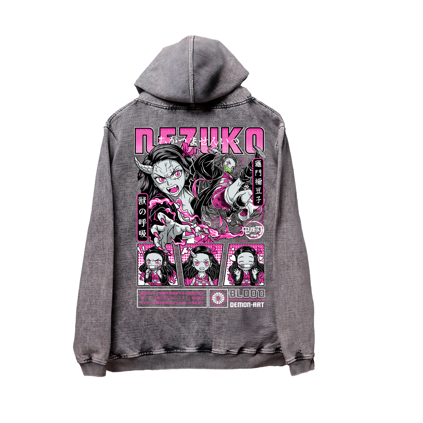 Hoodie NEZUKO acid wash