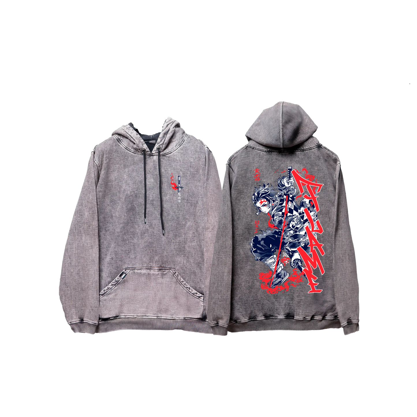 Hoodie TANJIRO 2 acid wash