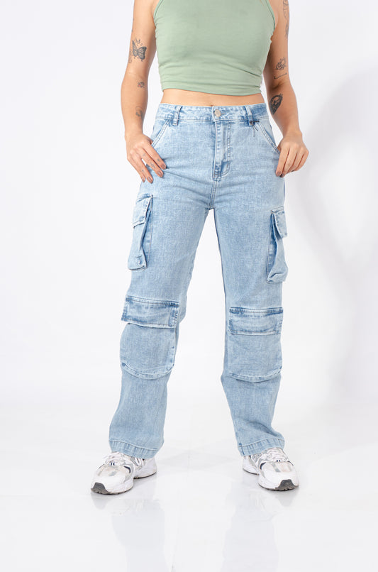 JEANS CARGO AZUL CLARO