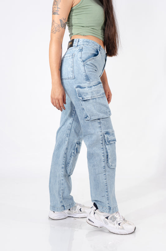 JEANS CARGO AZUL CLARO