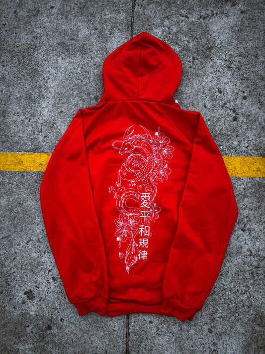 HOODIE  DRAGÓN SAKURA ROJO