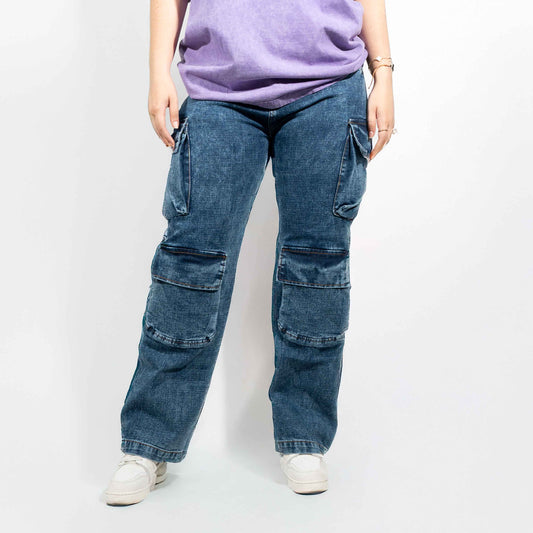 JEAN CARGO AZUL OSCURO MUJER