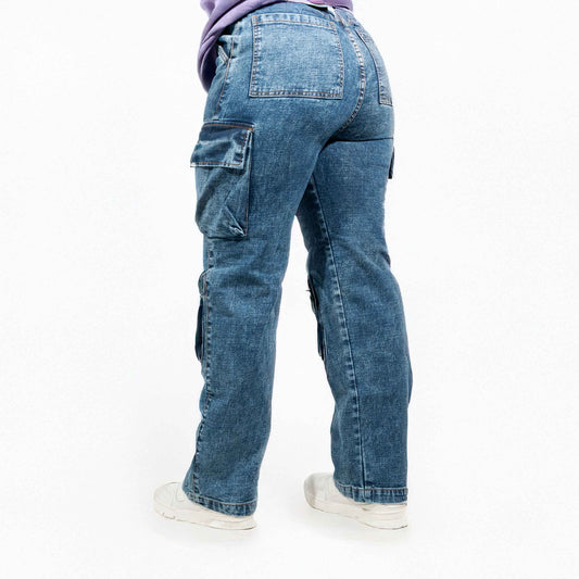 JEAN CARGO AZUL OSCURO MUJER