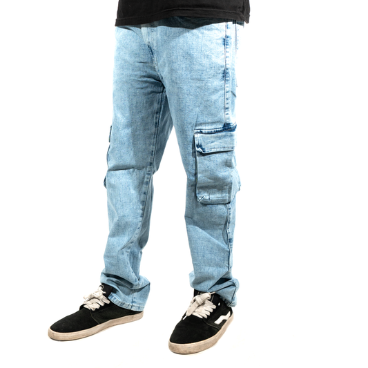 JEANS CARGO AZUL JASPE CL DENIM