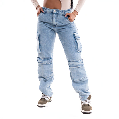 JEANS CARGO AZUL CLARO