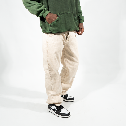 JEANS BAGGY BEIGE CLARO ACID WASH