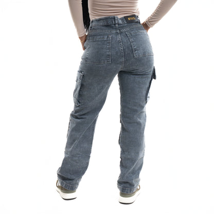 JEAN CARGO AZUL GRIS MUJER
