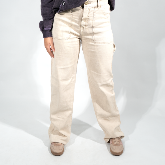 JEAN DAMA CARPINTERO ACID WASH BEIGE CLARO
