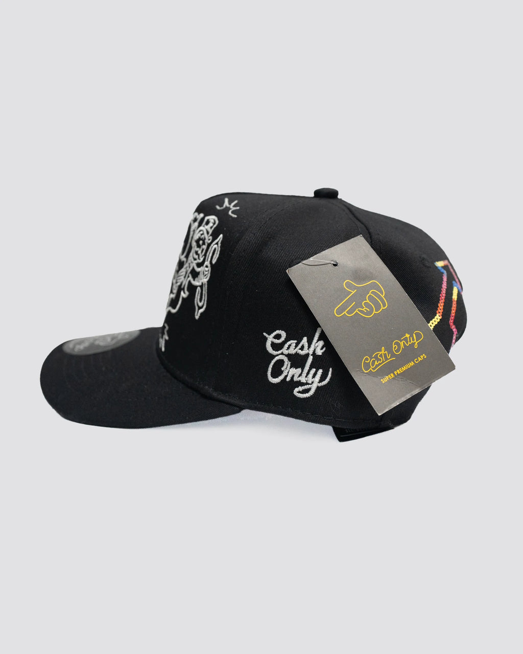 GORRA CASH ONLY MILLONARIO Y DIABLO, tres cuartos
