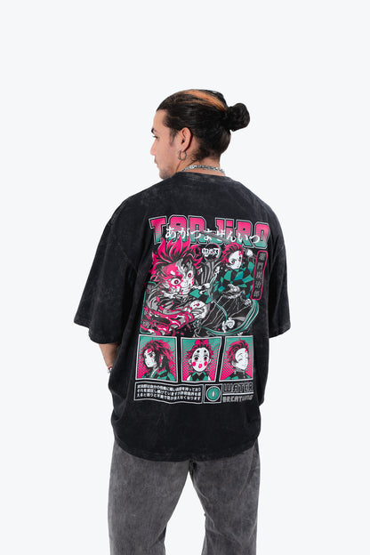 camiseta TANJIRO KIMETSU ACID WASH