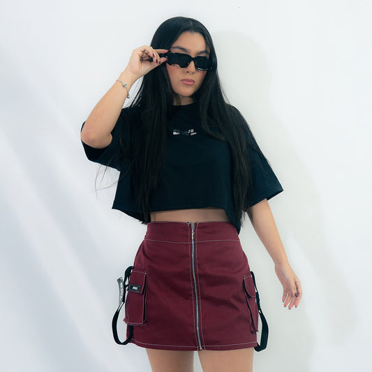 FALDA DRILL VINO TINTO
