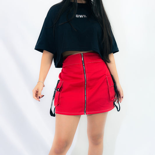 FALDA DRILL ROJO