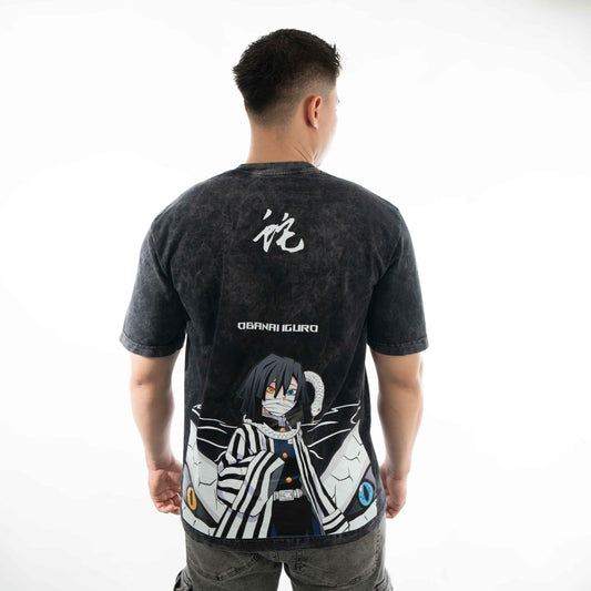 Camiseta OBANAI IGURO 3  ACID WASH NEGRA