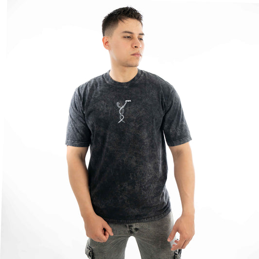 Camiseta OBANAI IGURO 3  ACID WASH NEGRA