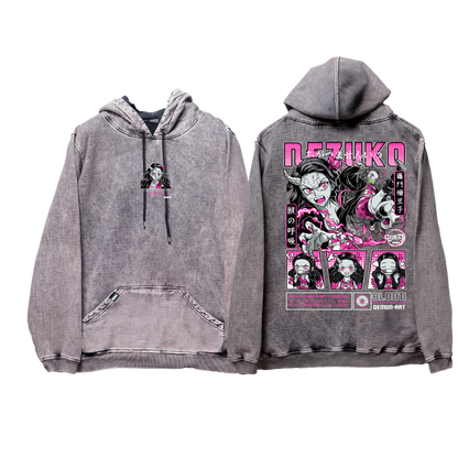 Hoodie NEZUKO acid wash