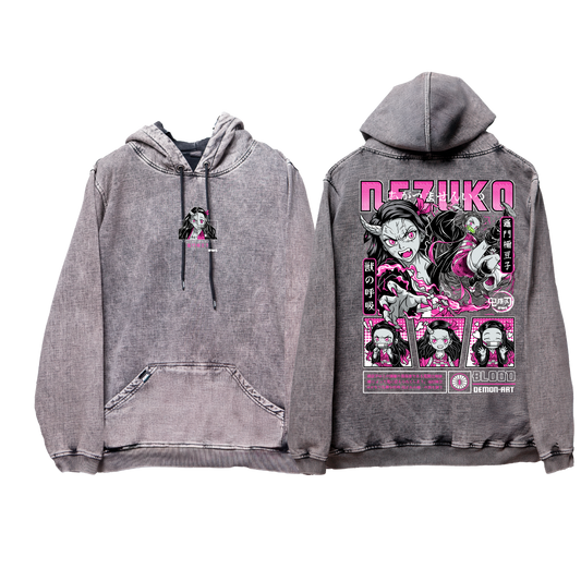 Hoodie NEZUKO acid wash