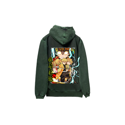 Hoodie ZENITSU  2   acid wash VERDE