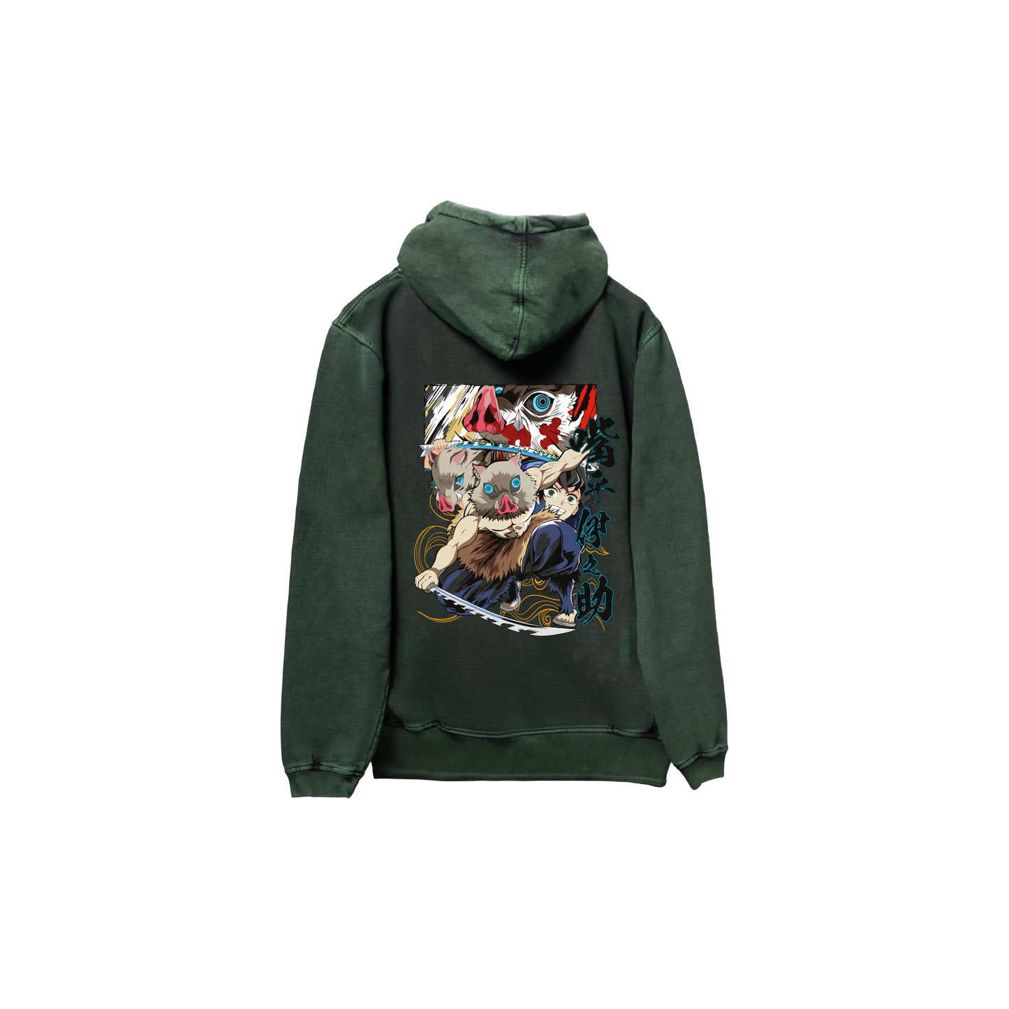 Hoodie INOSUKE 2  acid wash VERDE