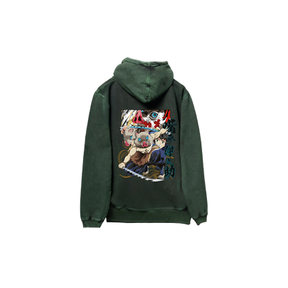 Hoodie INOSUKE 2  acid wash VERDE