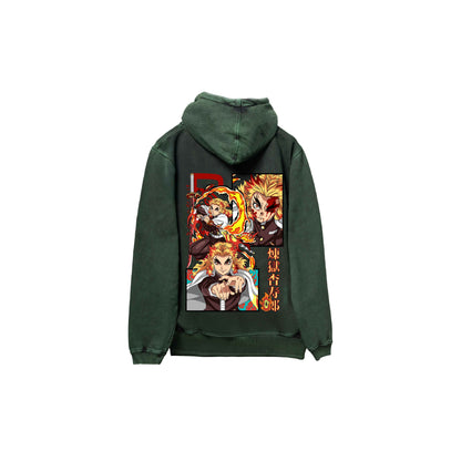 Hoodie RENGOKU   acid wash VERDE
